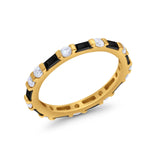 Full Eternity Stackable Art Deco Wedding Band Baguette Ring Round 925 Sterling Silver