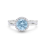 Halo Art Deco Infinity Shank Wedding Engagement Ring Round Cubic Zirconia 925 Sterling Silver