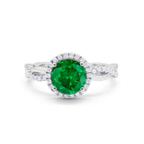 Halo Art Deco Infinity Shank Wedding Engagement Ring Round Cubic Zirconia 925 Sterling Silver