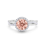 Halo Art Deco Infinity Shank Wedding Engagement Ring Round Cubic Zirconia 925 Sterling Silver