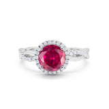 Halo Art Deco Infinity Shank Wedding Engagement Ring Round Cubic Zirconia 925 Sterling Silver