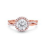 Halo Art Deco Infinity Shank Wedding Engagement Ring Round Cubic Zirconia 925 Sterling Silver