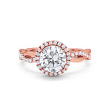 Halo Art Deco Infinity Shank Wedding Engagement Ring Round Cubic Zirconia 925 Sterling Silver