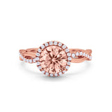 Halo Art Deco Infinity Shank Wedding Engagement Ring Round Cubic Zirconia 925 Sterling Silver