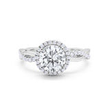 Halo Art Deco Infinity Shank Wedding Engagement Ring Round Cubic Zirconia 925 Sterling Silver