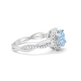 Halo Art Deco Infinity Shank Wedding Engagement Ring Round Cubic Zirconia 925 Sterling Silver