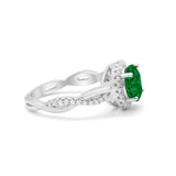 Halo Art Deco Infinity Shank Wedding Engagement Ring Round Cubic Zirconia 925 Sterling Silver