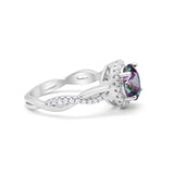 Halo Art Deco Infinity Shank Wedding Engagement Ring Round Cubic Zirconia 925 Sterling Silver
