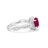 Halo Art Deco Infinity Shank Wedding Engagement Ring Round Cubic Zirconia 925 Sterling Silver
