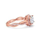 Halo Art Deco Infinity Shank Wedding Engagement Ring Round Cubic Zirconia 925 Sterling Silver
