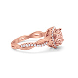 Halo Art Deco Infinity Shank Wedding Engagement Ring Round Cubic Zirconia 925 Sterling Silver