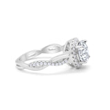 Halo Art Deco Infinity Shank Wedding Engagement Ring Round Cubic Zirconia 925 Sterling Silver