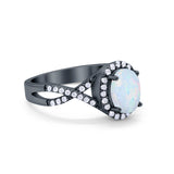 Infinity Shank Art Deco Halo Ring Oval Round Cubic Zirconia 925 Sterling Silver