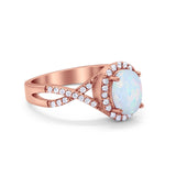 Infinity Shank Art Deco Halo Ring Oval Round Cubic Zirconia 925 Sterling Silver
