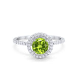 Halo Art Deco Wedding Engagement Ring Round Cubic Zirconia 925 Sterling Silver
