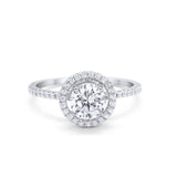 Halo Art Deco Wedding Engagement Ring Round Cubic Zirconia 925 Sterling Silver