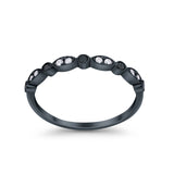 Half Eternity Wedding Ring Art Deco Simulated Cubic Zirconia 925 Sterling Silver