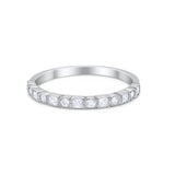 Half Eternity Art Deco Wedding Band for Ring Round 925 Sterling Silver