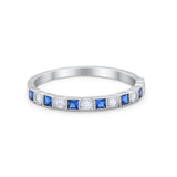 Half Eternity Art Deco Wedding Band for Ring Round 925 Sterling Silver