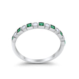 Half Eternity Art Deco Wedding Band for Ring Round 925 Sterling Silver