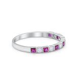 Half Eternity Art Deco Wedding Band for Ring Round 925 Sterling Silver