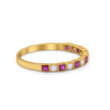 Half Eternity Art Deco Ring Round 925 Sterling Silver