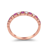 Half Eternity Art Deco Ring Round 925 Sterling Silver