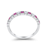 Half Eternity Art Deco Wedding Band for Ring Round 925 Sterling Silver