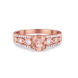 Art Deco Wedding Ring Oval Simulated Cubic Zirconia 925 Sterling Silver