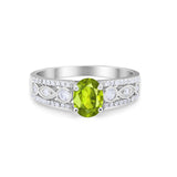 Art Deco Wedding Ring Oval Simulated Cubic Zirconia 925 Sterling Silver
