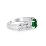 Art Deco Wedding Ring Oval Simulated Cubic Zirconia 925 Sterling Silver