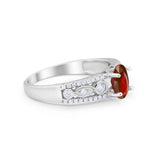 Art Deco Wedding Ring Oval Simulated Cubic Zirconia 925 Sterling Silver