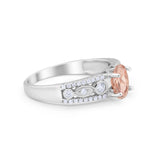 Art Deco Wedding Ring Oval Simulated Cubic Zirconia 925 Sterling Silver