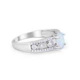 Art Deco Wedding Ring Oval Simulated Cubic Zirconia 925 Sterling Silver