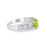 Art Deco Wedding Ring Oval Simulated Cubic Zirconia 925 Sterling Silver