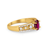 Art Deco Wedding Ring Oval Simulated Cubic Zirconia 925 Sterling Silver