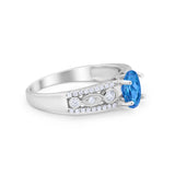 Art Deco Wedding Ring Oval Simulated Cubic Zirconia 925 Sterling Silver