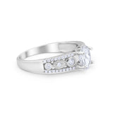 Art Deco Wedding Ring Oval Simulated Cubic Zirconia 925 Sterling Silver