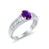 Art Deco Wedding Ring Oval Simulated Cubic Zirconia 925 Sterling Silver