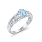 Art Deco Wedding Ring Oval Simulated Cubic Zirconia 925 Sterling Silver