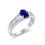 Art Deco Wedding Ring Oval Simulated Cubic Zirconia 925 Sterling Silver