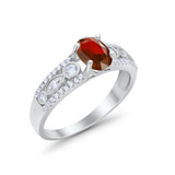 Art Deco Wedding Ring Oval Simulated Cubic Zirconia 925 Sterling Silver
