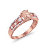 Art Deco Wedding Ring Oval Simulated Cubic Zirconia 925 Sterling Silver