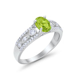 Art Deco Wedding Ring Oval Simulated Cubic Zirconia 925 Sterling Silver