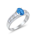 Art Deco Wedding Ring Oval Simulated Cubic Zirconia 925 Sterling Silver