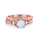 Art Deco Filigree Wedding Engagement Ring Bridal Set Band Round Cubic Zirconia 925 Sterling Silver