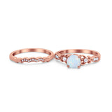 Art Deco Filigree Wedding Engagement Ring Bridal Set Band Round Cubic Zirconia 925 Sterling Silver