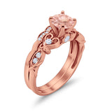 Art Deco Filigree Wedding Engagement Ring Bridal Set Band Round Cubic Zirconia 925 Sterling Silver