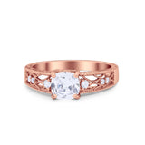 Art Deco Cushion Wedding Engagement Ring Round Cubic Zirconia 925 Sterling Silver