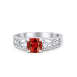 Art Deco Cushion Wedding Engagement Ring Round Cubic Zirconia 925 Sterling Silver